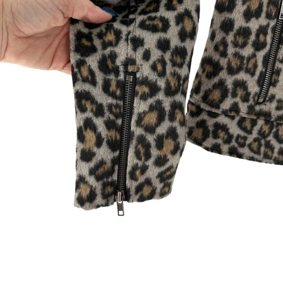 Cupcakes & Cashmere Jacket Moto‎ Leopard Print Zip Up Gray Black Women's Size S - Picture 6 of 9